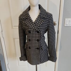 Chic Houndstooth Pea Coat